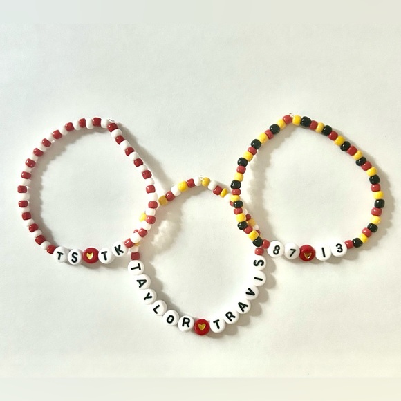 Taylor Swift & Travis Kelce bracelets, Set of 3 - Picture 2 of 5